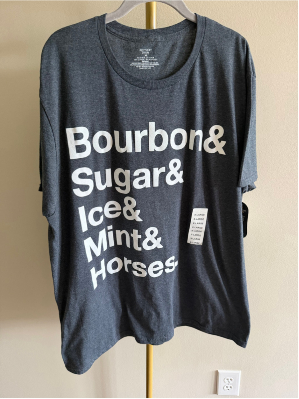 Kentucky Derby Graphic T-Shirt XL Grey White